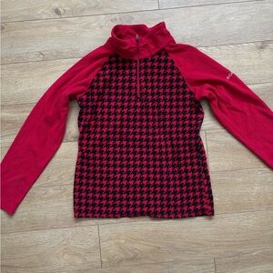 Columbia Red and Black Houndstooth Half-Zip Pullover